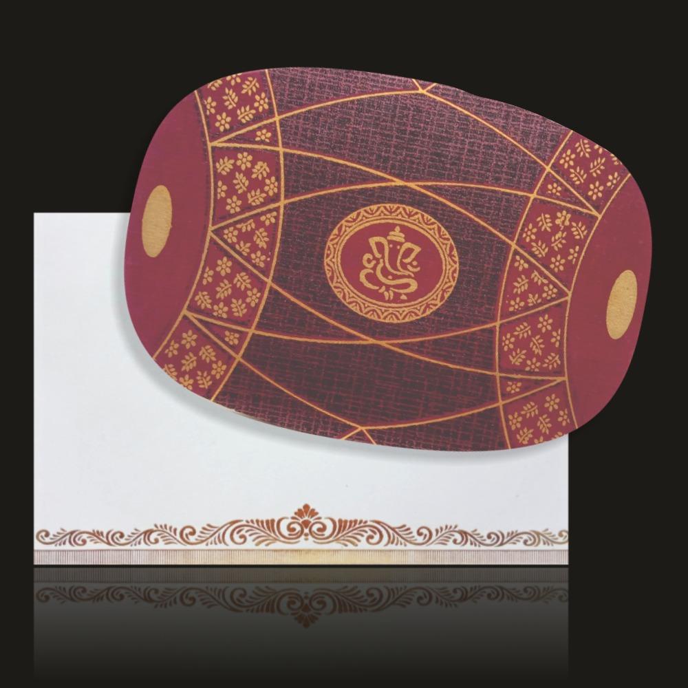Beautiful Drum Shaped Brown Shaded Personal Wedding Card - KNHM808G-0